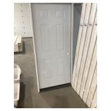 36' x 80' LH 6-Panel Steel Exterior Door in White