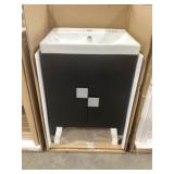 24' x 18' Vanity in Black with Single Sink Top