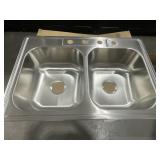33' x 22' Dbl Bowl Drop-In Sink in Stainless Steel