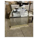 36' x 36' Round-Top Mirror w Gold Metal Frame