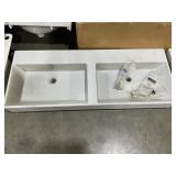 47' x 19' Porcelain Wall-Mount Double Bowl Sink