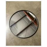 24'DIA Round Mirror with Black Metal Frame