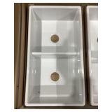 33' x 18' Fireclay Double Bowl 50/50 Sink in White