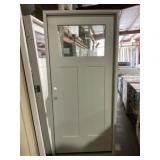 36' x 80' RH 1/4 View FG Exterior Door in White