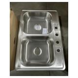33' x 22' Drop-In Dbl Bowl Sink in Stainless Steel