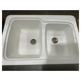 33' x 22' Double Bowl Composite Sink in White