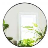 36"DIA Round Metal Frame Mirror in Black