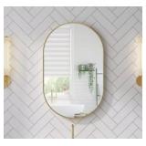 20" x 32" Bella Framed Mirror in Brushed Gold