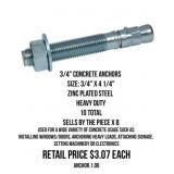 3/4" Concrete Anchors x8