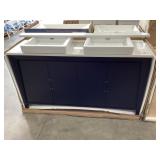 60" x 18" Vanity in Black with Double Sink Top