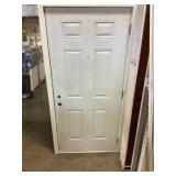 36" x 80" RH 6-Panel Steel Exterior Door in White