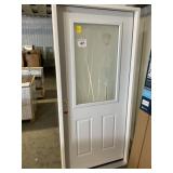 36" x 80" RH Steel HV Deco Frosted Exterior Door