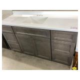 61" x 22" Vanity in Walnut with Single Sink Top