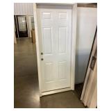 32" x 80" RH Steel 6-Panel Exterior Door in White