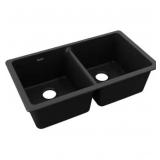 Quartz Classic 33' Undermount Dbl Bowl SInk-Black