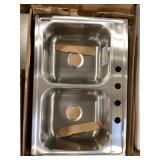 33' x 22' Drop-In Stainless Steel Dbl Bowl Sink