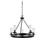 120'DIA 5-Light Chandelier in Black Finish
