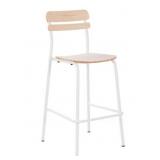 Solid Wood Bar Stool w Metal Frame in Antique