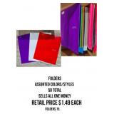 Assorted Colors/Style Folders Lot