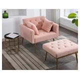 RTA Tufted Chaise Lounge Chair in Pink