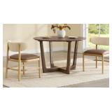 Grady Saddle Brown Natural Faux Leather Chairs