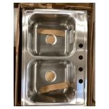 33' x 22' Drop-In Stainless Steel Dbl Bowl Sink