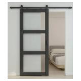 RTA 36' x 84' 3-Panel Barn Door in Black with Kit