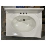 25' Cultured Marble Vanity Top in White