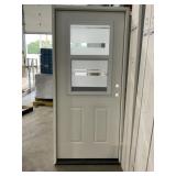 36" x 80" LH 1/2 View Steel Exterior Door in White