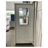 36" x 80" RH 1/2 View Steel Exterior Door in White