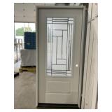 36" x 80" LH 3/4 View Steel Exterior Door in White