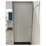 36" x 80" LH Steel Exterior Door in Solid White