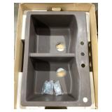 33" x 22" Composite Double Bowl Sink in Espresso