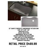 33" Quarts Composite Undermount Kitchen Sink