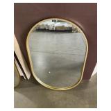 30" x 20" Brass Metal Oval Mirror