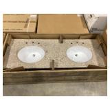 61" x 22" Double Sink Vanity Top in Pink Stone