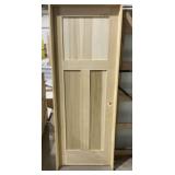 30" x 80" LH Poplar 3-Panel Interior Door