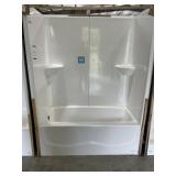 55"W Fiberglass LH Tub/Shower Surround in White