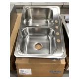 33" Drop-in Double Bowl Sink in Stainless Steel