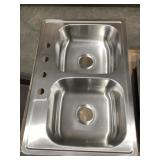 33" x 22" Dbl Bowl Drop-In Sink in Stainless Steel