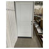 36" x 80" LH 2-Panel Steel Exterior Door in White