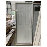 32" x 80" LH 6-Panel Steel Exterior Door in White