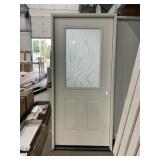 36" x 80" LH 1/2 View Steel Exterior Door in White