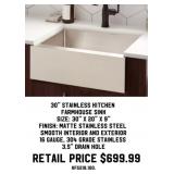 30" Stainless Kitchen Farmhouse Sink