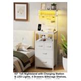 YGYQZ Night Stand w/Charging Station & LED Lights