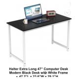 47" Halter Desk Black Top/ White Legs