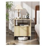 Demega Fluted Wood Nightstand