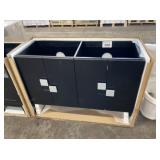 47" Black Double Bowl Vanity Base