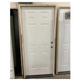 36" x 80" LH Steel 6-Panel Exterior Door