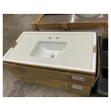 37" x 19" White Eng. Stone Vanity Sink Top